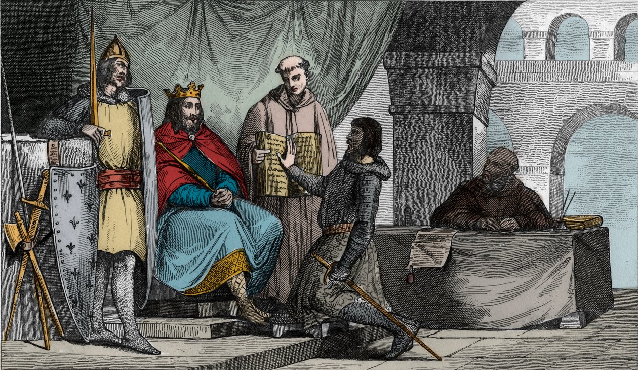 Luís II (848-79), o Gago de Gelo, recebe o juramento de fidelidade de um nobre... de Ambroise Tardieu