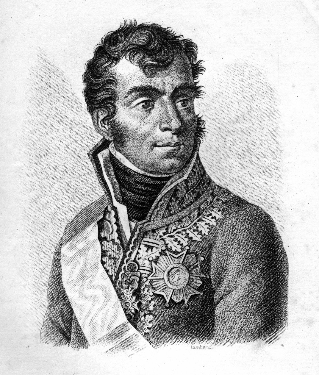 Marechal Auguste Frederic Louis (Auguste-Frederic-Louis) de Viesse de Marmont (1774-1852), Duque de Raguse - Retratos dos generais franceses após as vitórias e conquistas dos franceses"". Gravado por Ambroise Tardieu em 1818. Coleção Stella. de Ambroise Tardieu