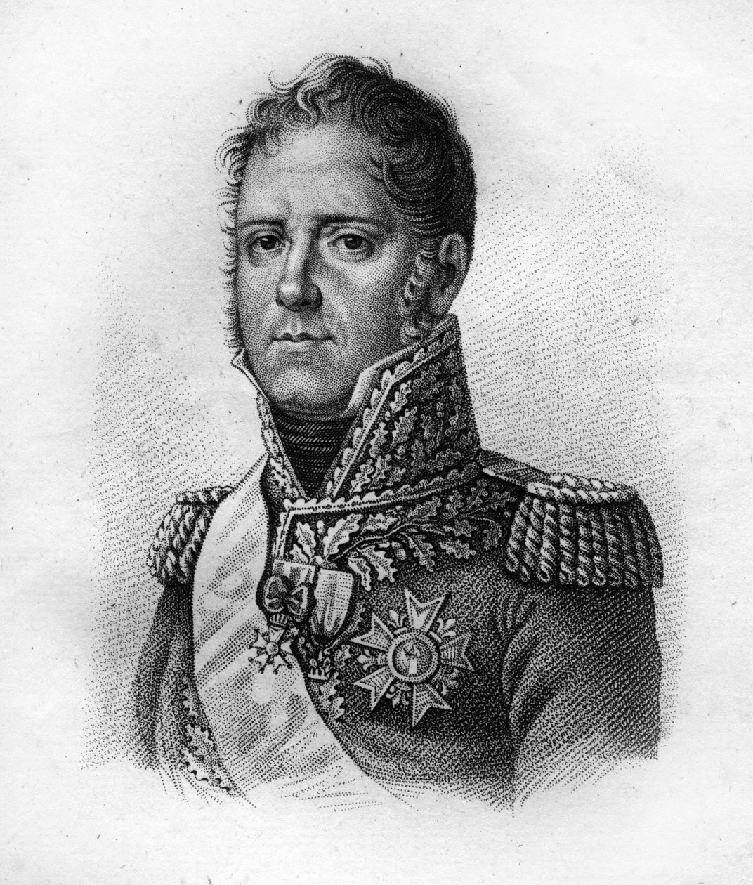Michel Ney (1769-1815), Marechal da França, Duque de Elchingen, Príncipe de Moskova" em Retratos dos generais franceses após as vitórias e conquistas dos franceses" Gravado por Ambroise Tardieu em 1818. Colecção Stella. de Ambroise Tardieu