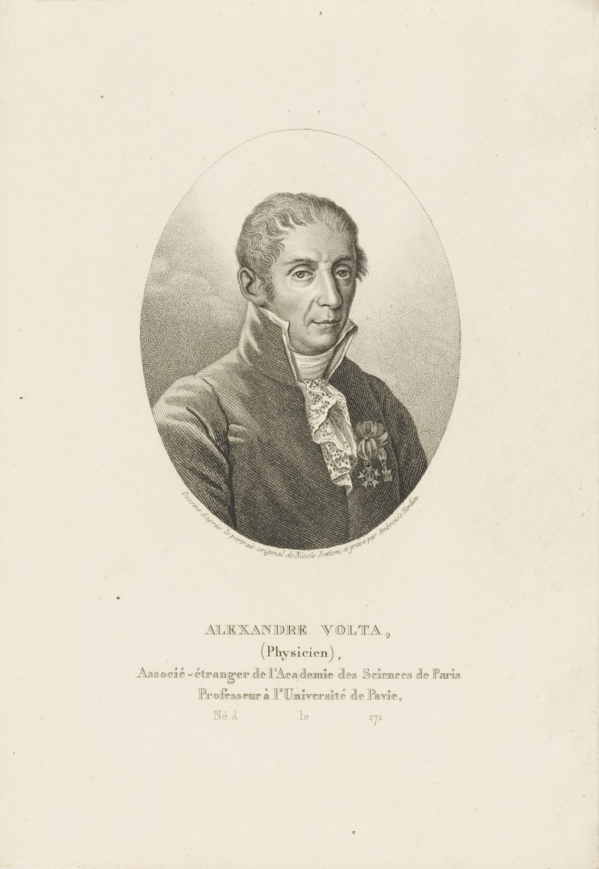 Retrato de Alessandro Volta 1745-1827, ca 1820. de Ambroise Tardieu