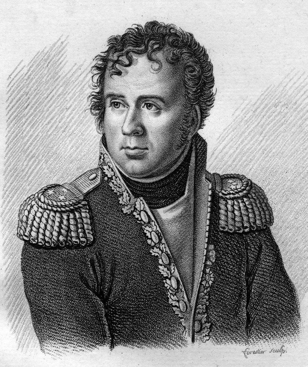 Retrato de Joseph Secret Pascal Vallongue, General de Brigade (1763-1806) - em "Portraits des generaux francais en suite les victoires et conquetes des Francais". Gravado por Ambroise Tardieu em 1818. Colecção Stella. de Ambroise Tardieu