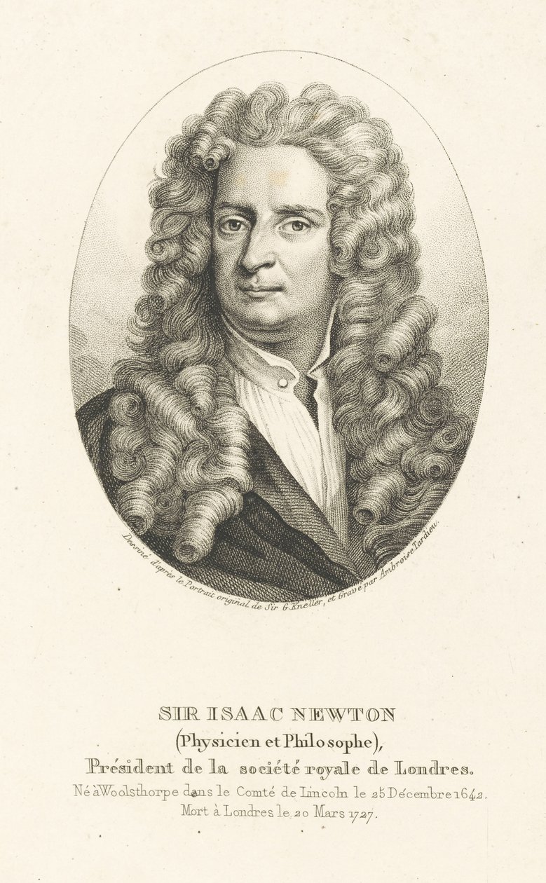 Retrato de Sir Isaac Newton 1642-1727, c. 1830-1840. de Ambroise Tardieu