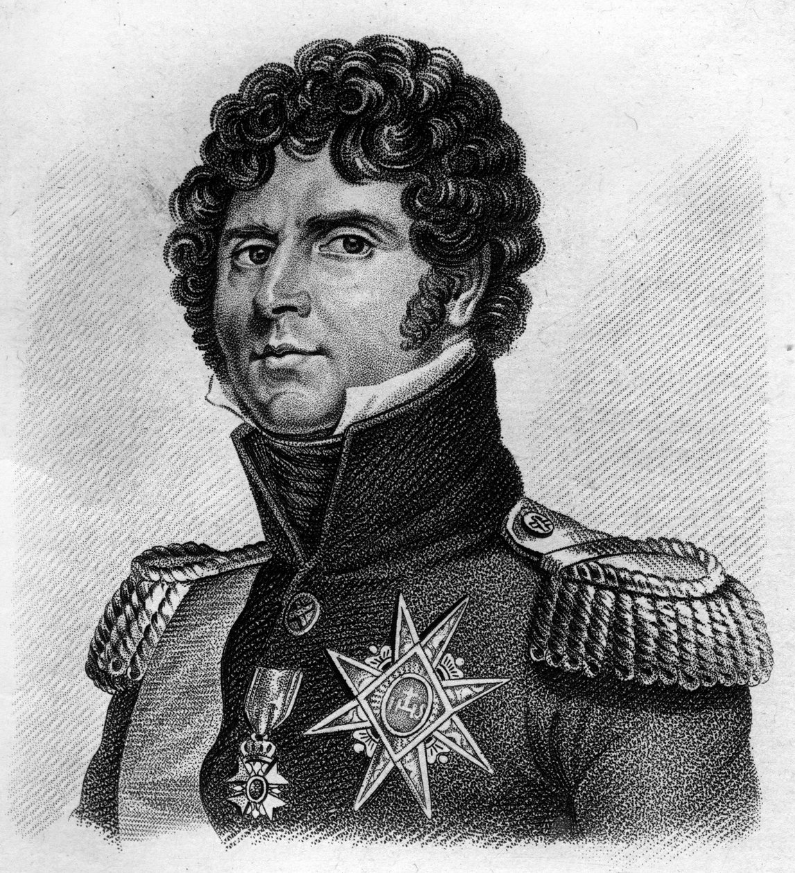 Retrato Charles Jean - Baptiste Bernadotte (1763-1844), Marechal de França, Rei Charles XIV da Suécia e Noruega. Em" Retratos dos generais franceses". Gravado por Ambroise Tardieu em 1818. Coleção Stella de Ambroise Tardieu