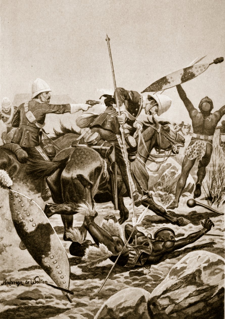 Os 17º lanceiros que perseguem os zulus depois de Ulundi, 4 de julho de 1879 de Ambrose de Walton