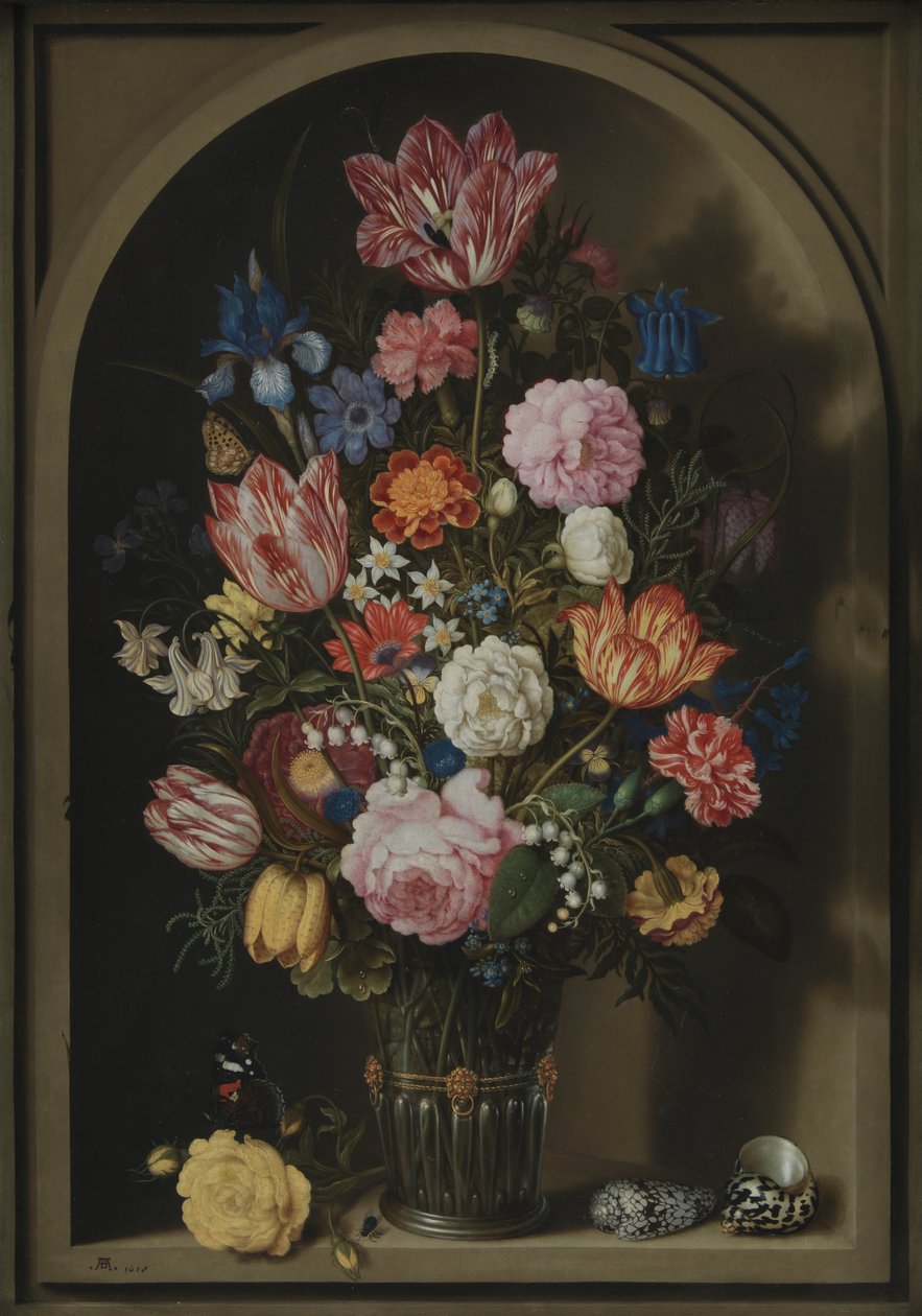 Buquê de flores em um nicho de pedra de Ambrosius the Elder Bosschaert
