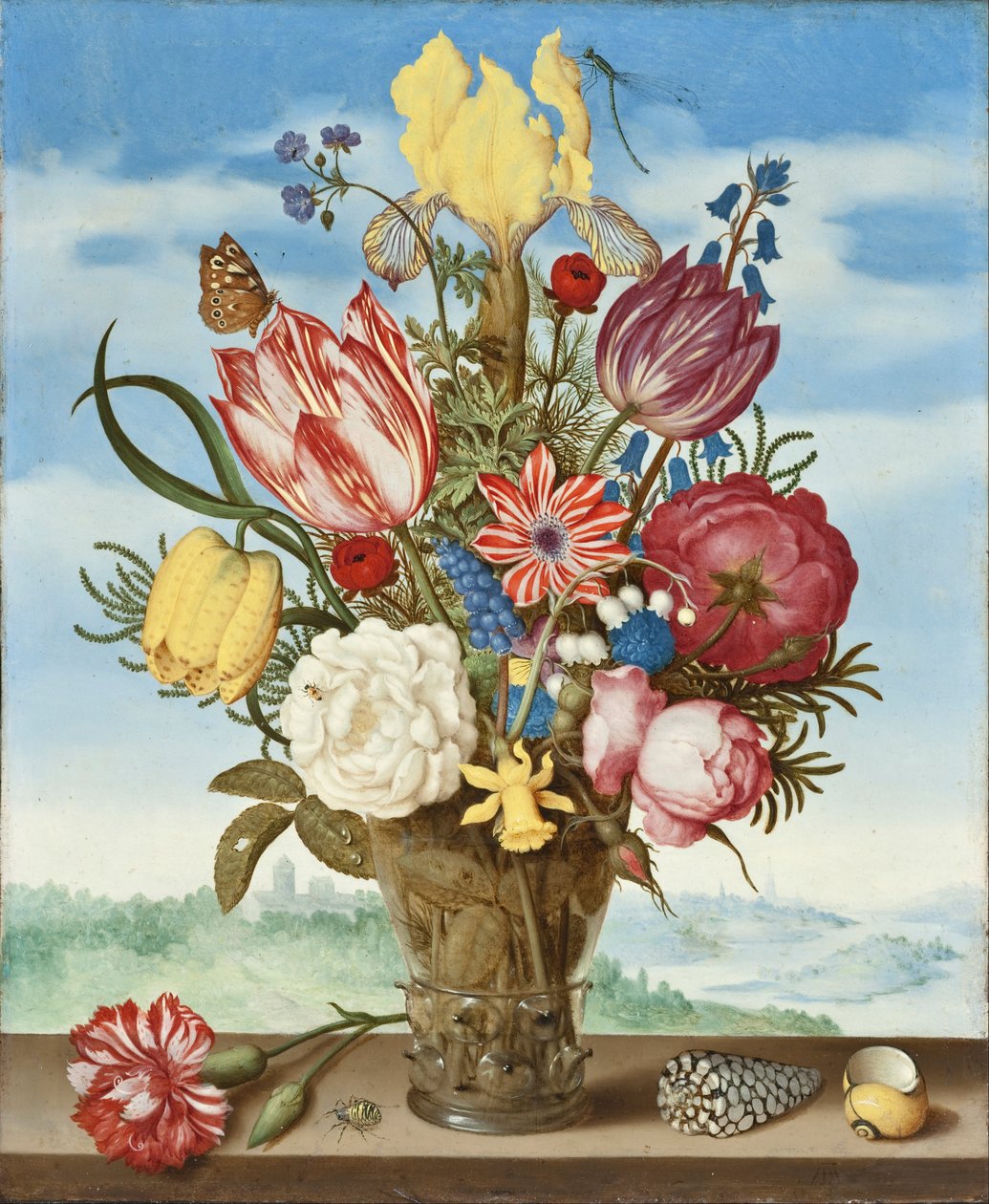 Buquê de flores em uma borda de Ambrosius the Elder Bosschaert