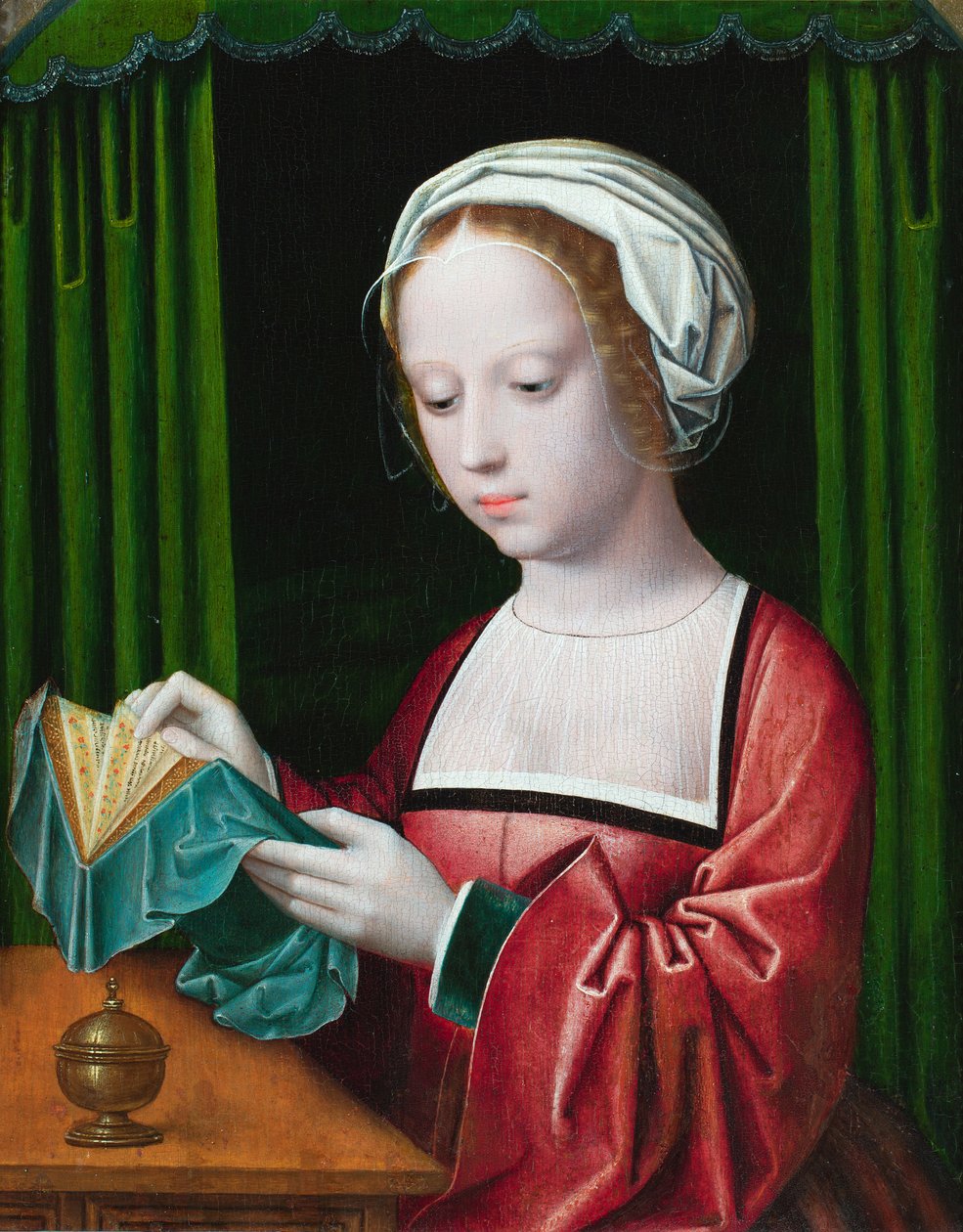 A leitura de Magdalen (óleo sobre painel) de Ambrosius (follower of) Benson