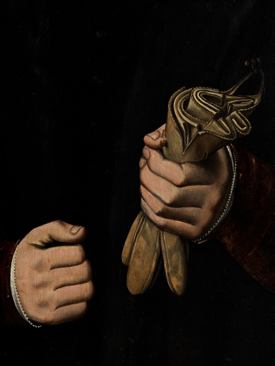 Detalhe do Retrato de Otho Stochoven (óleo sobre painel) de Ambrosius Benson