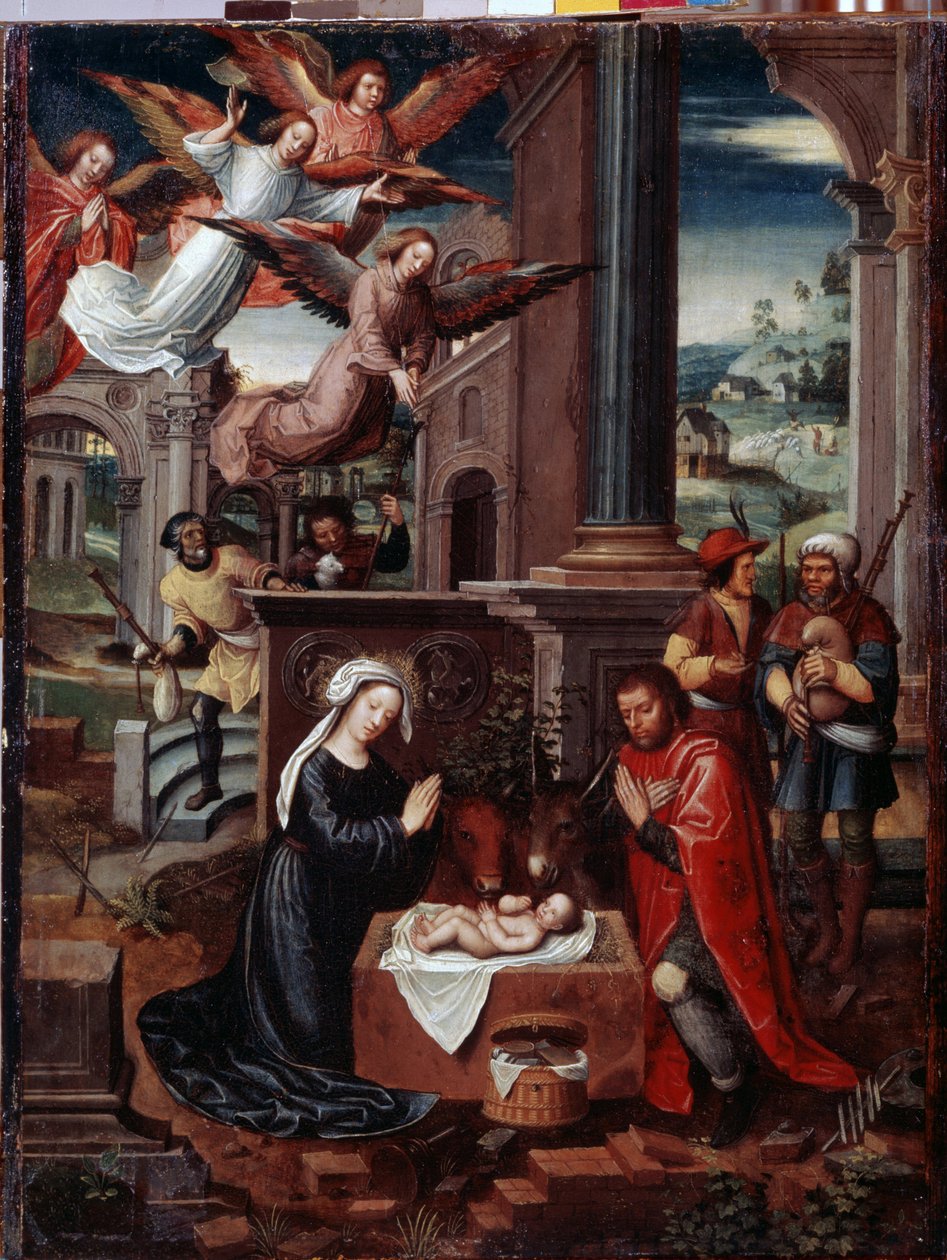 Pintura "A Natividade" de Ambrosius Benson (1495-1550) Museu do l