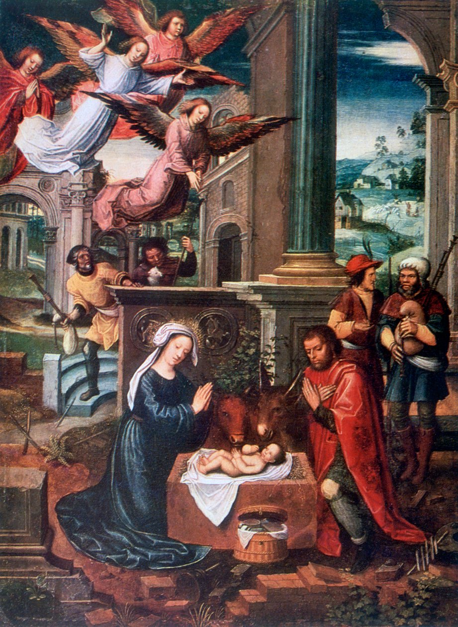 A Natividade, c1500-1550 de Ambrosius Benson