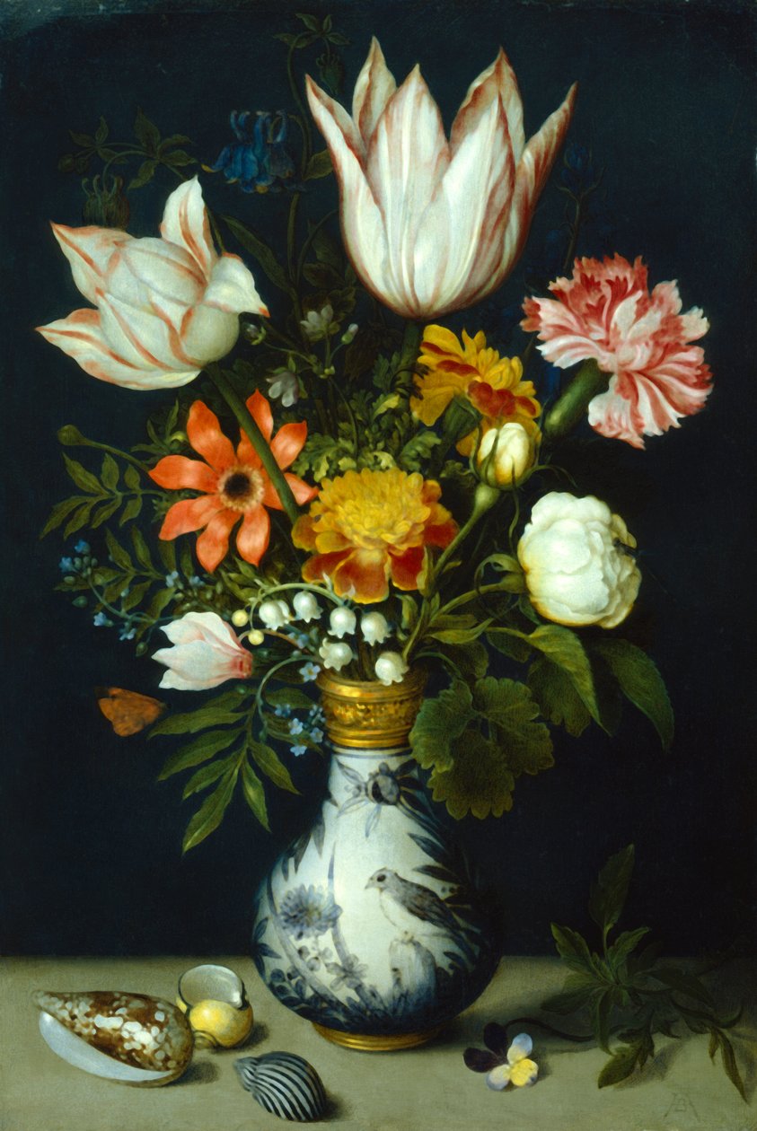 Flores em vaso de porcelana, c1600 de Ambrosius Bosschaert the Elder