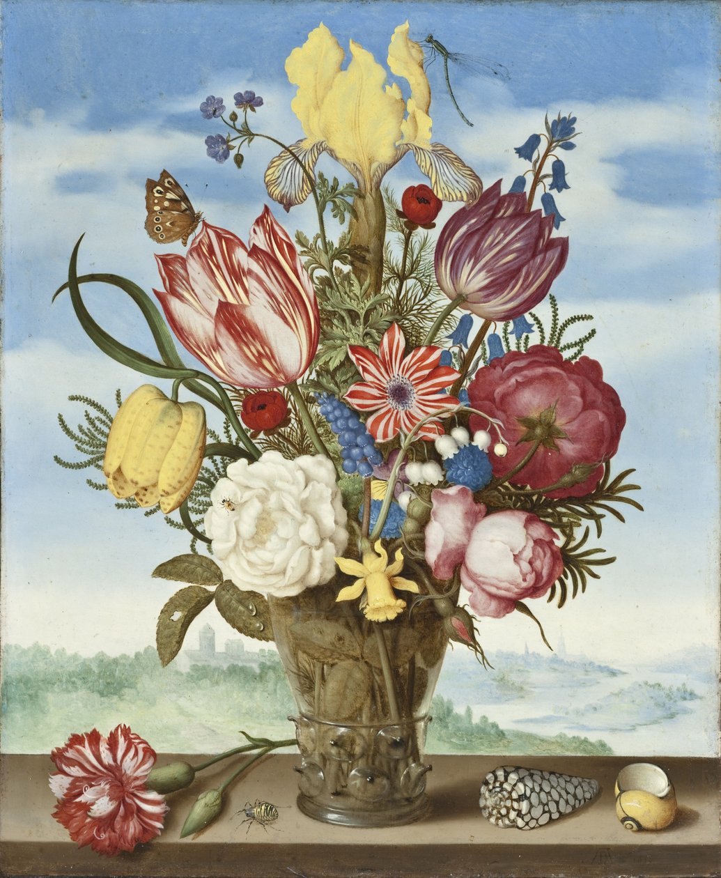 Buquê de flores em uma borda de Ambrosius the Elder Bosschaert