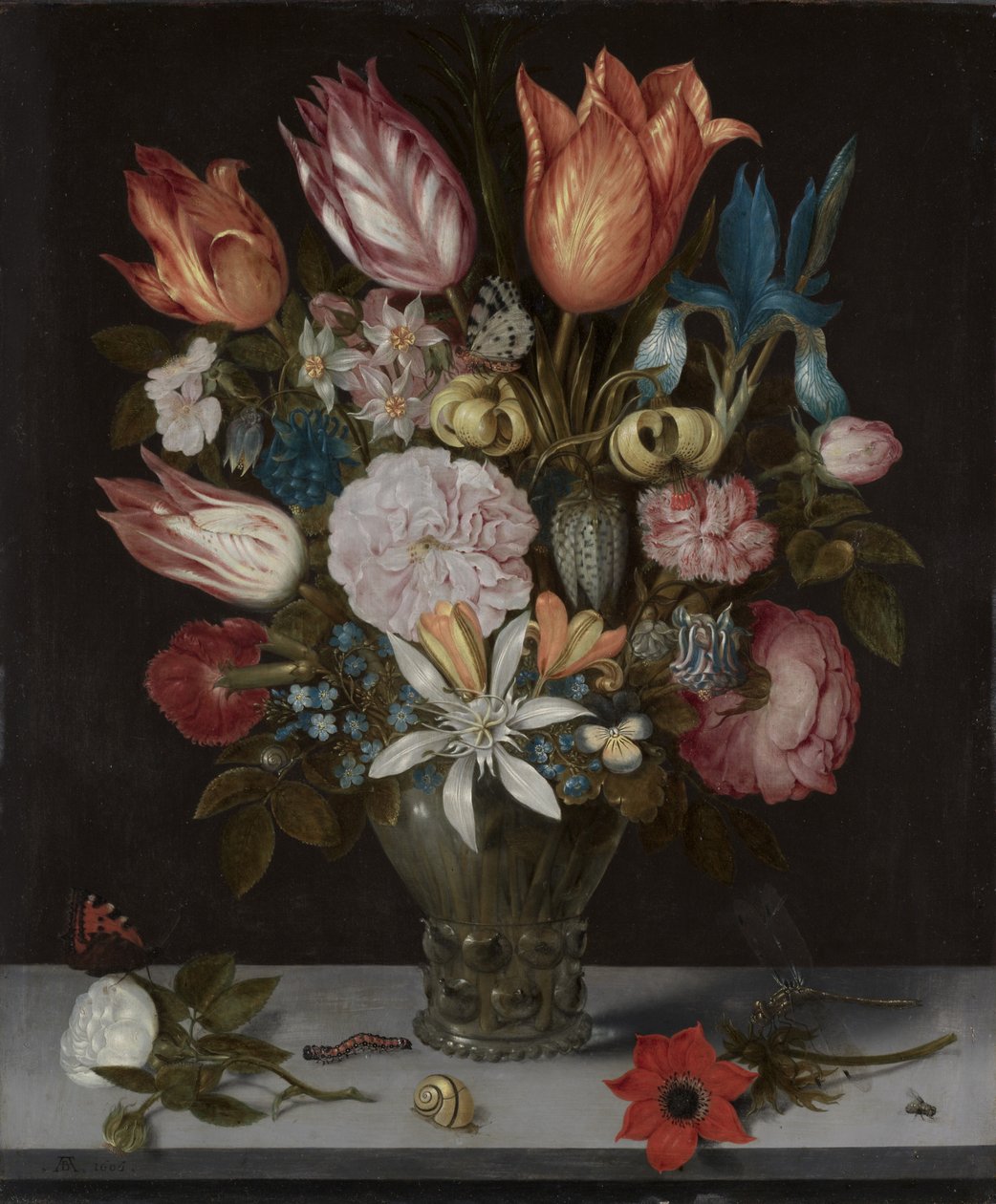Flores em um copo, 1606 de Ambrosius the Elder Bosschaert