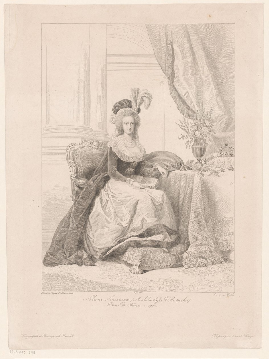 Retrato de Maria Antonieta, Rainha da França de Amédée Félix Barthélemy Geille