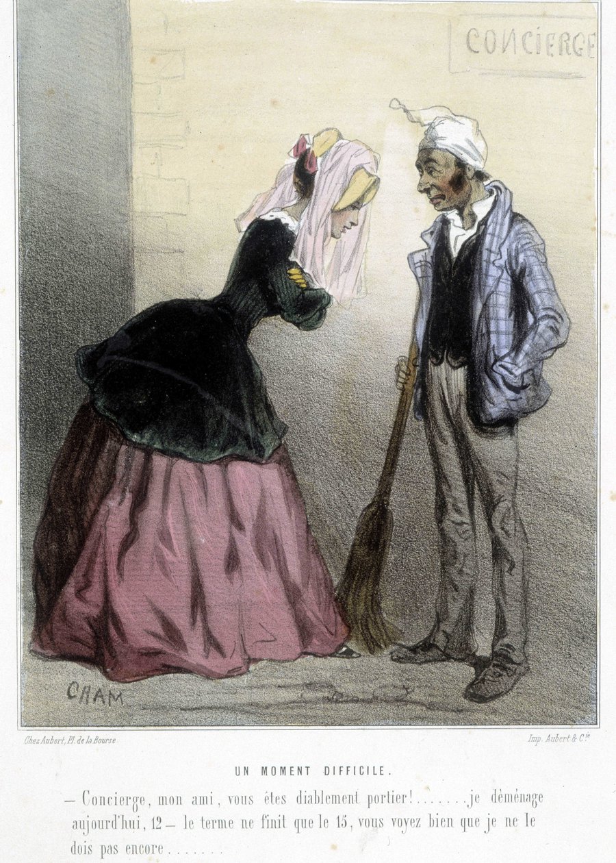 Um momento difícil (a renda) - em "Madeleines" de Cham, c.1870-1880 de Amédée de Noé