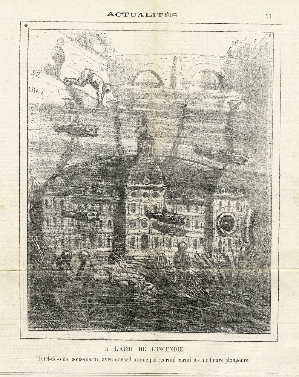 Ilustração de Cham (1819-1879) em Le Charivari de Amédée de Noé