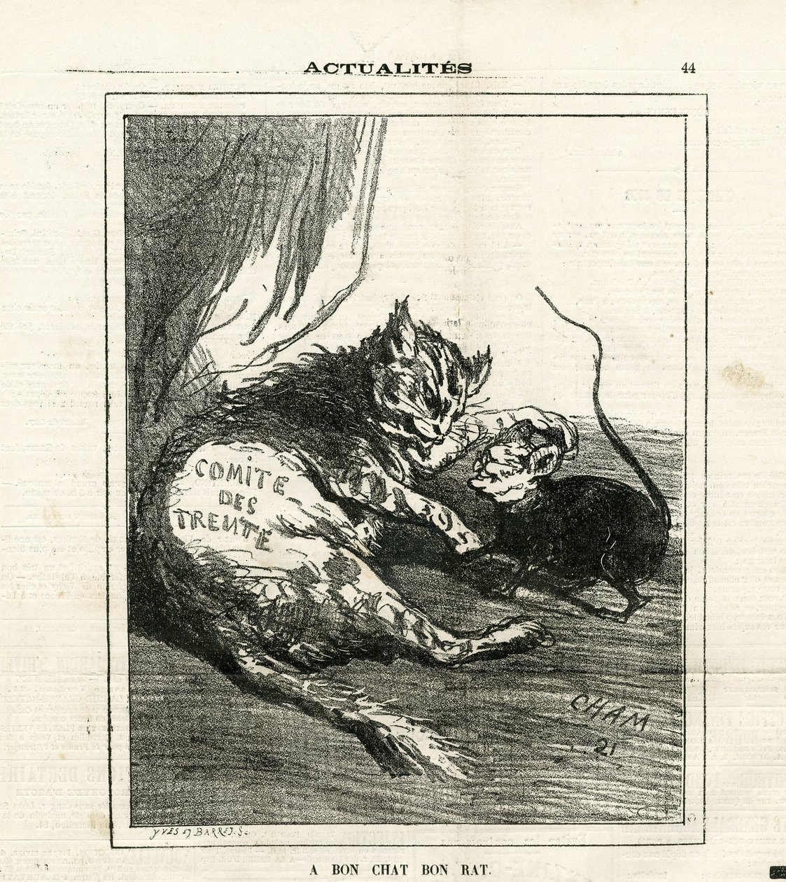 Ilustração de Cham (1819-1879) em Le Charivari de Amédée de Noé