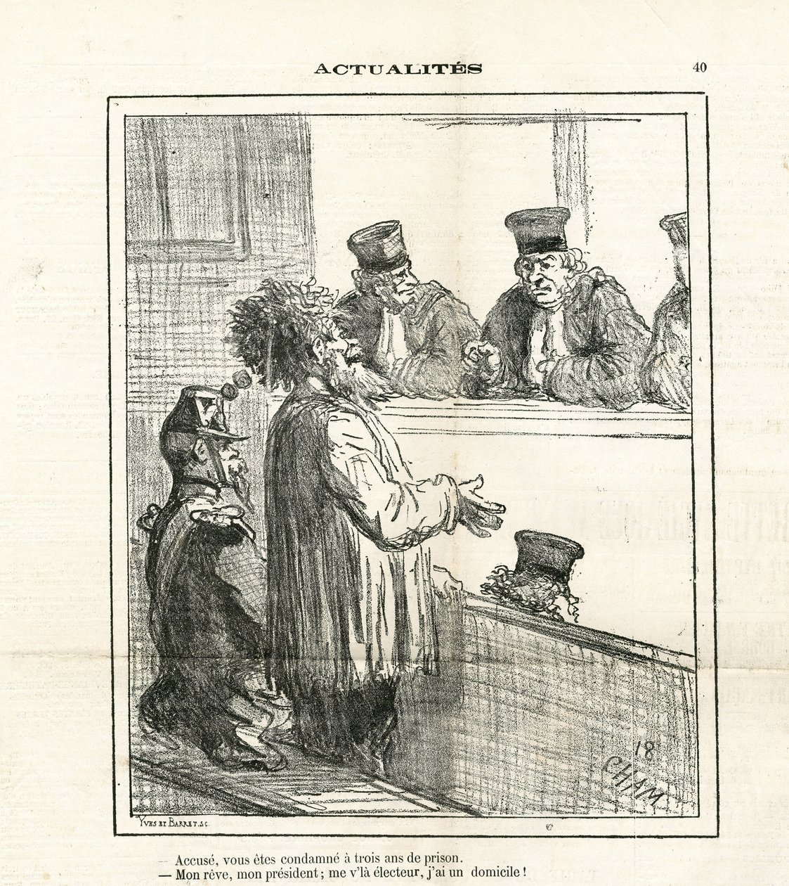 Ilustração de Cham (1819-1879) em Le Charivari de Amédée de Noé