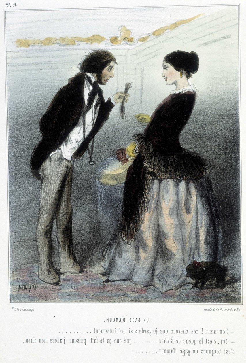 Uma prova de amor (cartoon) - em "Madeleines" de Cham, c.1870-1880 de Amédée de Noé