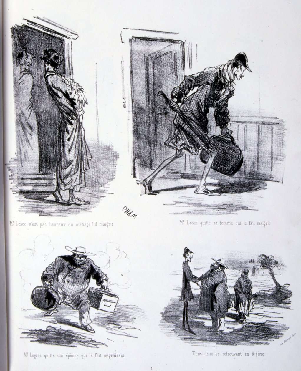 ilustração para A Arte de engordar e perder peso de Amédée de Noé