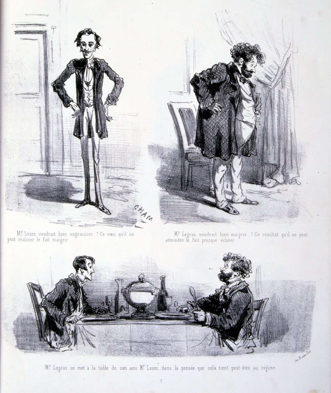 ilustração para A Arte de engordar e perder peso de Amédée de Noé