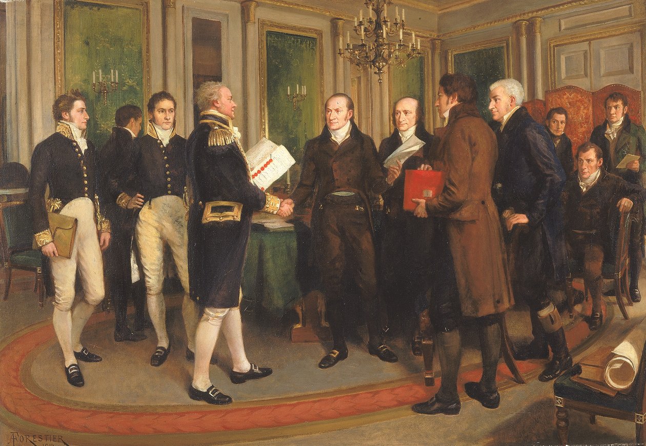 A Assinatura do Tratado de Gante, véspera de Natal de 1814, 1914 de Amedee Forestier