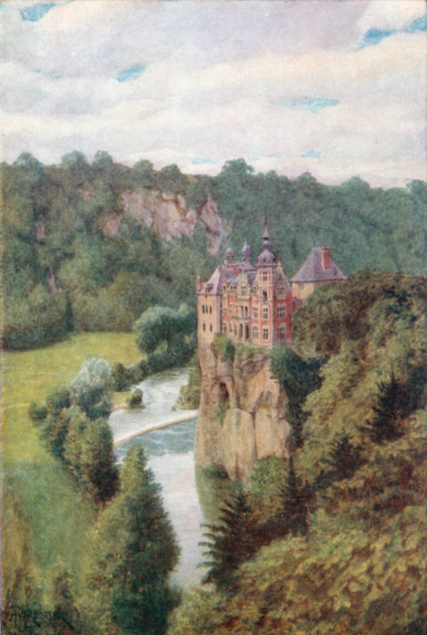 Chateau de Walzin, no vale de Lesse (litografia a cores) de Amedee (after) Forestier