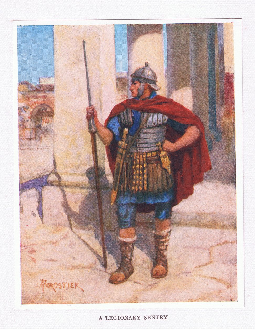 Sentinela legionária, ilustração de O soldado romano, 1928 de Amedee Forestier