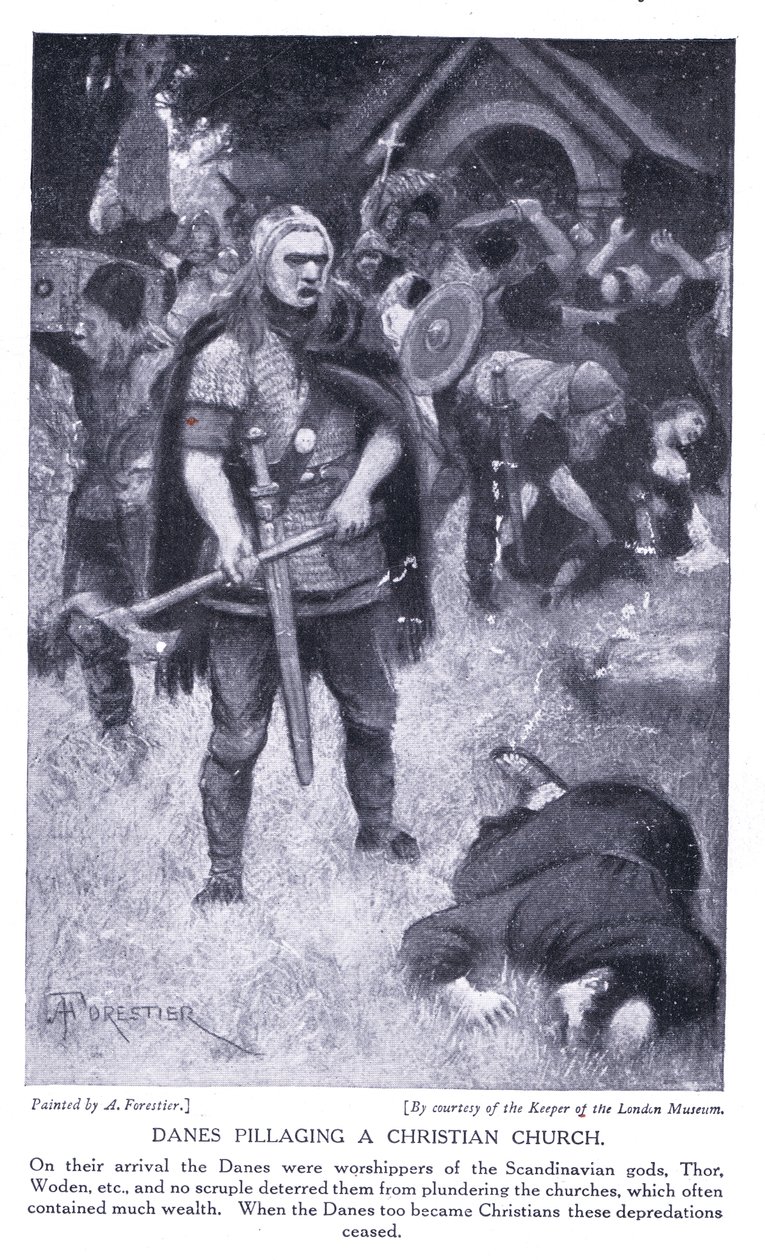 Dinamarqueses saqueando uma igreja cristã, de 1920 de Amedee Forestier
