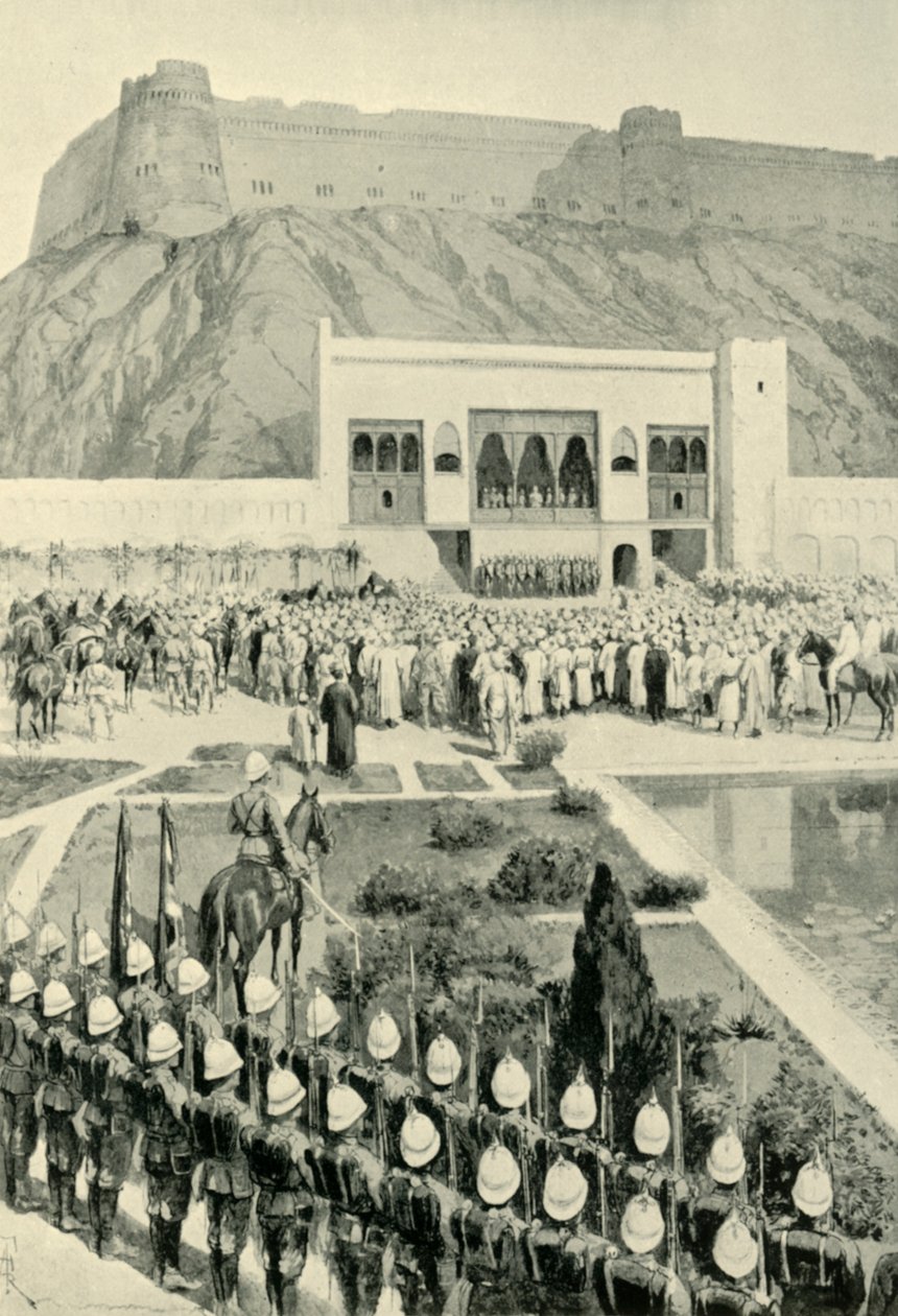 General Roberts Reading His Proclamation em Cabul, 12 de outubro de 1879, 1901. de Amedee Forestier