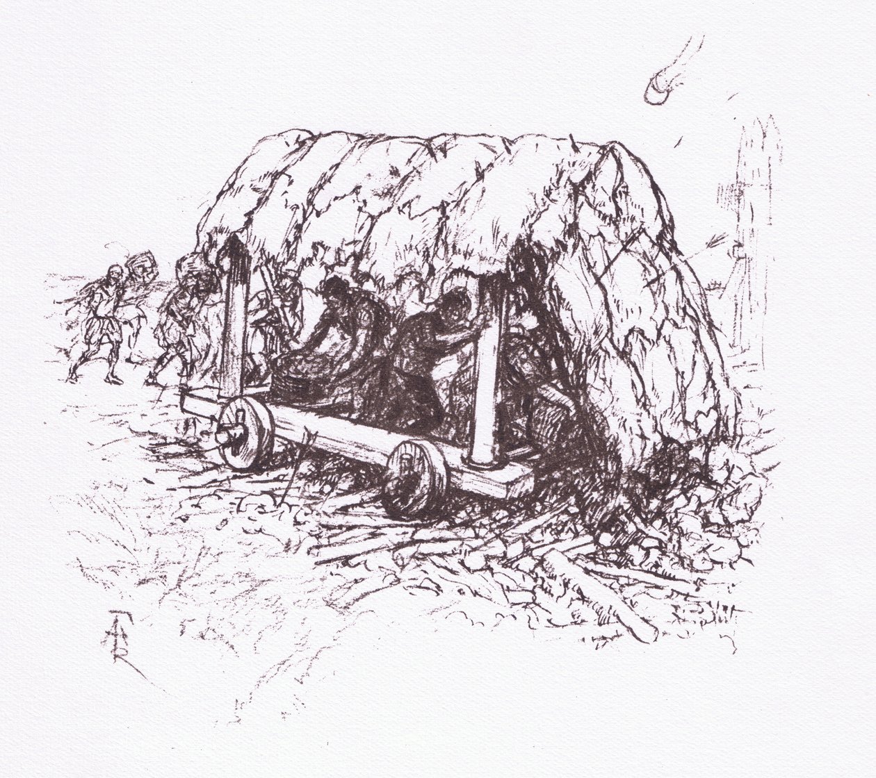 A tartaruga, uma máquina de campo, ilustração do soldado romano, 1928 de Amedee Forestier