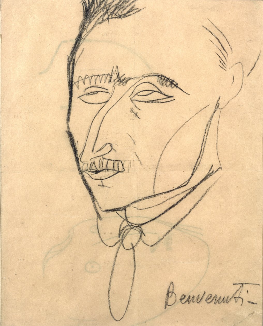 Aristide Sommati, c.1908 (carvão sobre papel) de Amedeo Modigliani