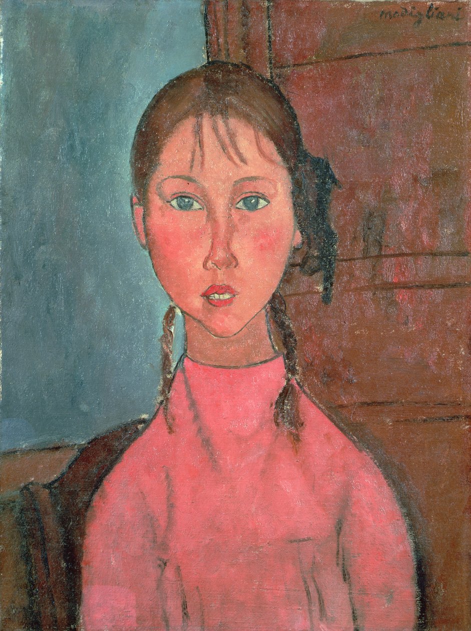 Menina com tranças, c.1918 de Amedeo Modigliani