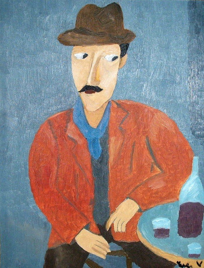Homem com um copo de vinho de Amedeo Modigliani