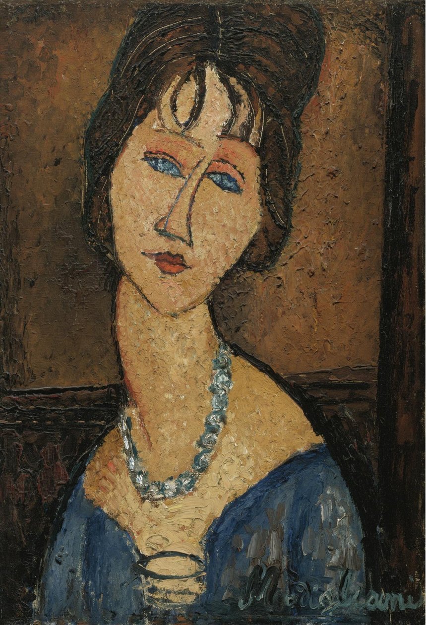 Retrato de Jeanne Hébuterne na Collier de Amedeo Modigliani