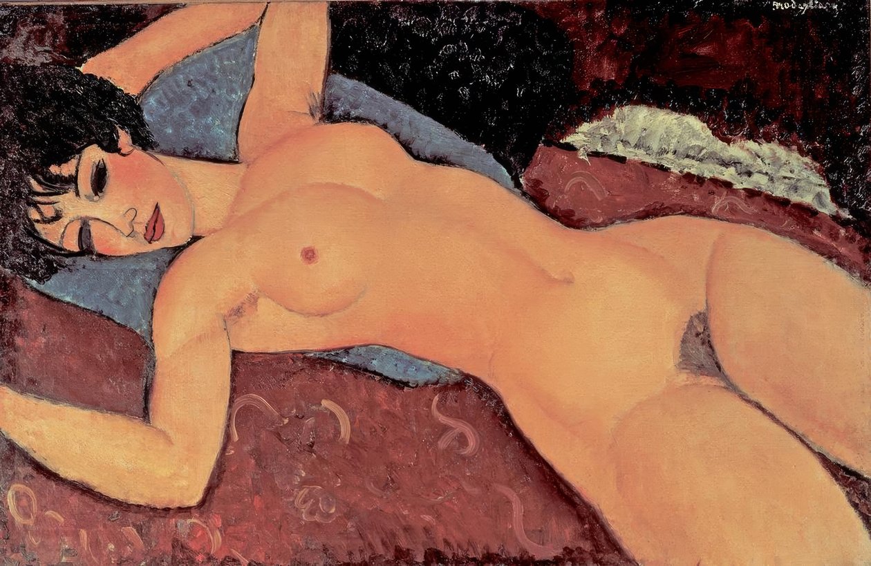 Ato de mulher vermelha de Amedeo Modigliani