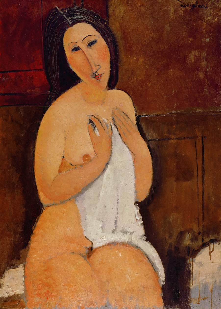 Nua sentada com uma camisa de Amedeo Modigliani