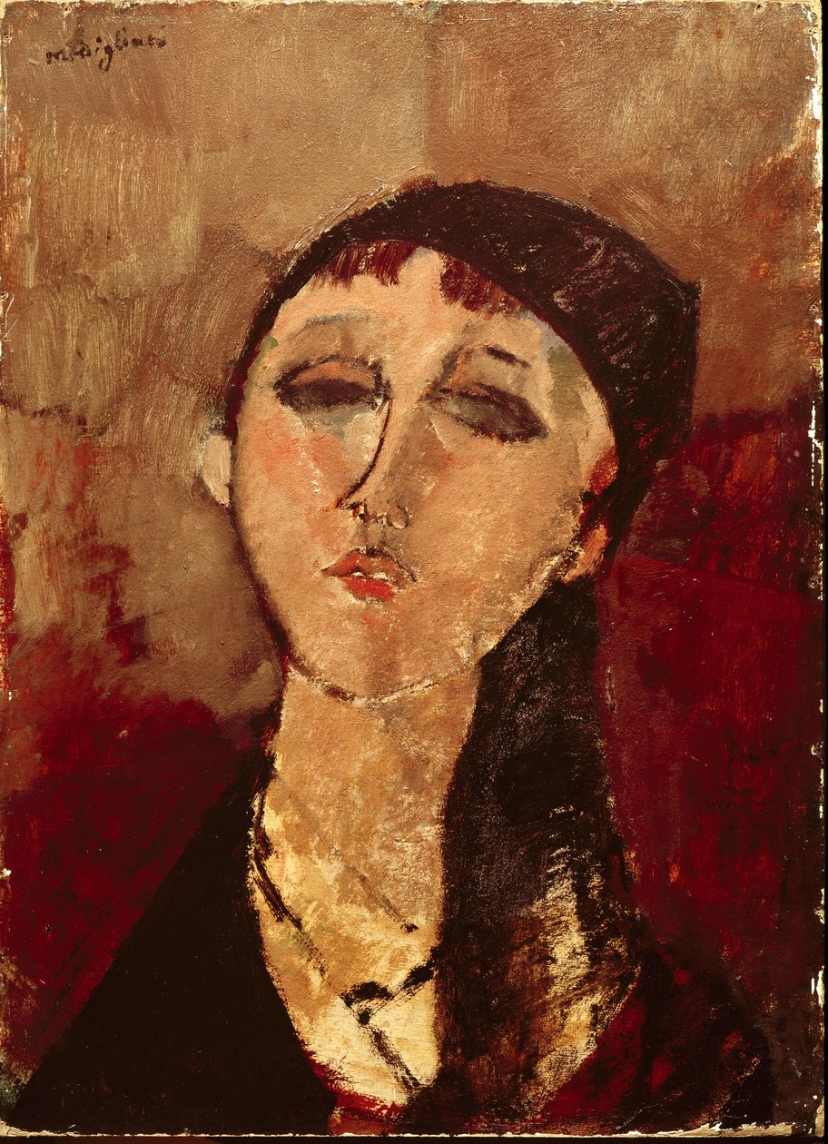 Cabeça da menina (Luisa). Pintura de Amedeo Modigliani (1884-1920), 1915. Óleo sobre papelão. Dim: 50x37cm. Milão, Fundação Mazzotta (Milão, Fundação Mazzotta) de Amedeo Modigliani