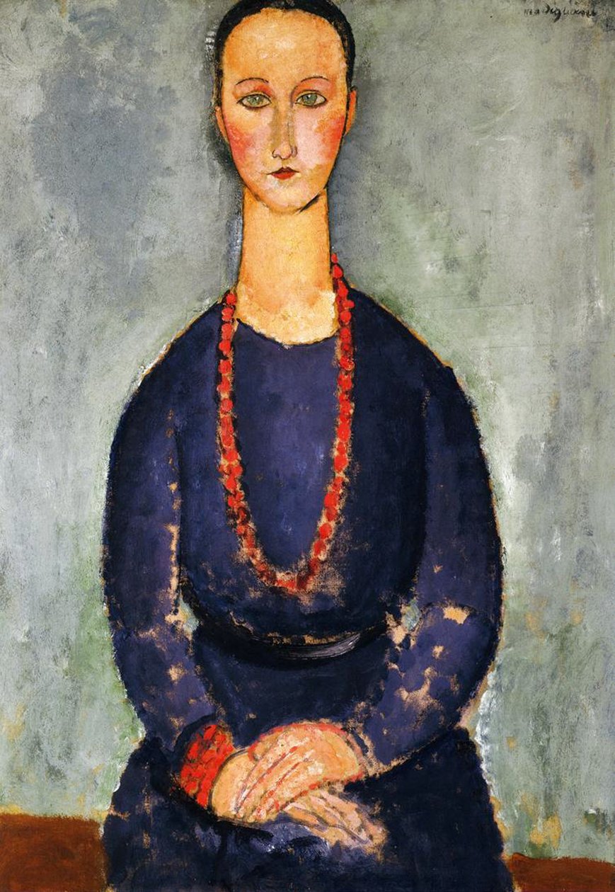 O colar vermelho, 1918 de Amedeo Modigliani