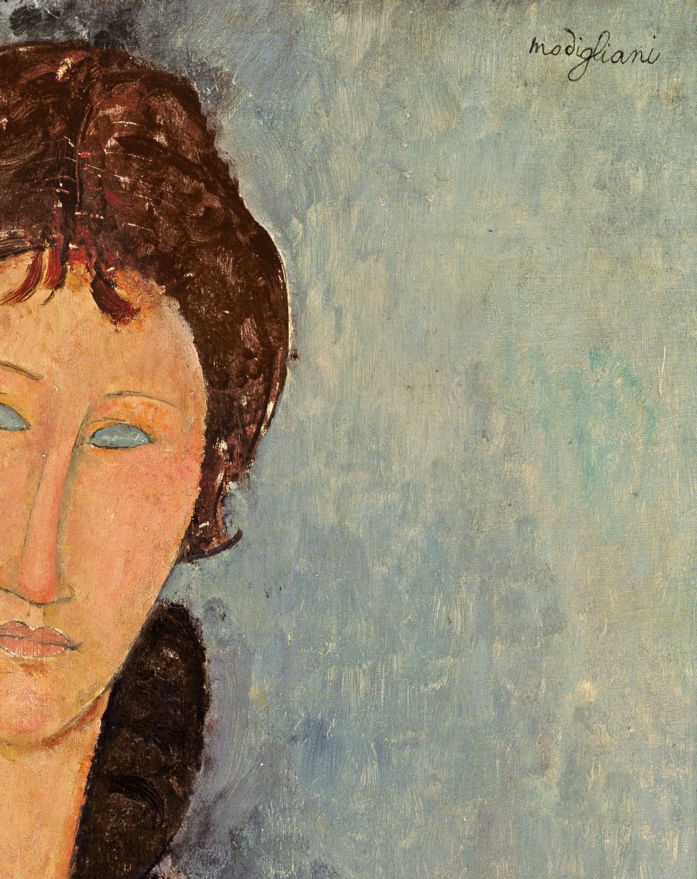 Mulher com olhos azuis, c.1918 (detalhe de 96792) de Amedeo Modigliani