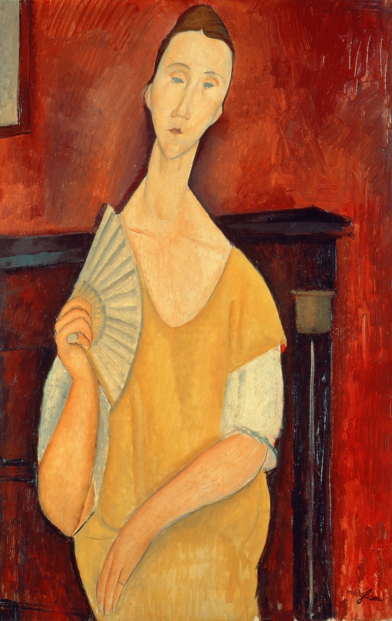 Mulher, com, um, ventilador, (Lunia, Czechowska), 1919 de Amedeo Modigliani