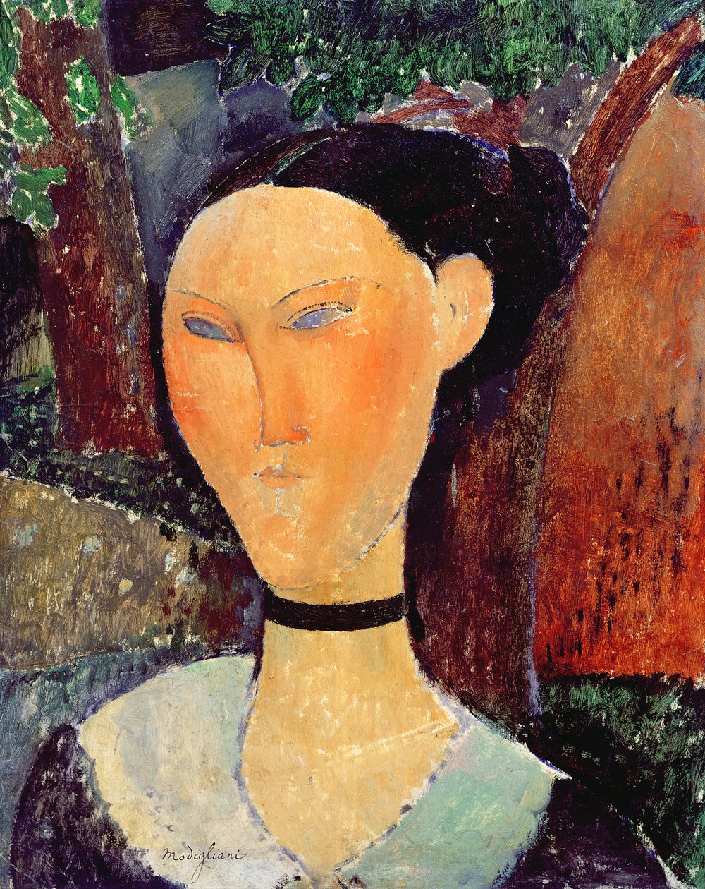 Mulher, com, um, veludo, neckband, c.1915 de Amedeo Modigliani