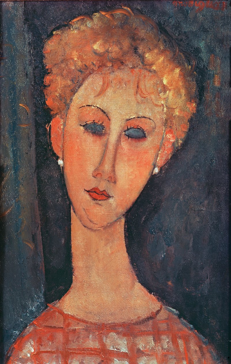Menina jovem, com, brincos de Amedeo Modigliani