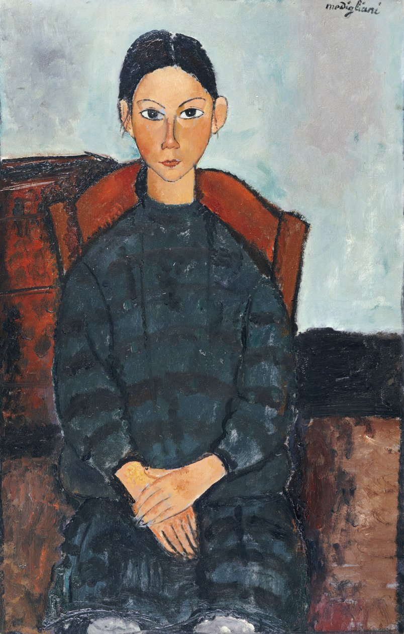 Uma jovem garota de macacão preto, 1918 de Amedeo Modigliani
