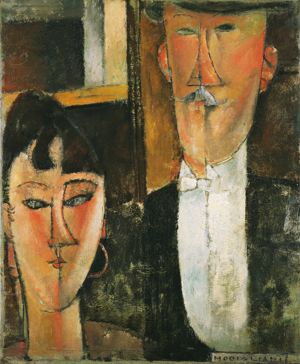 Noiva e noivo - Peinture de Amedeo Modigliani (1884-1920) - 1915-1916 - Óleo sobre tela - 55x46 - (c) Museu de Arte Moderna, Nova Iorque de Amedeo Modigliani