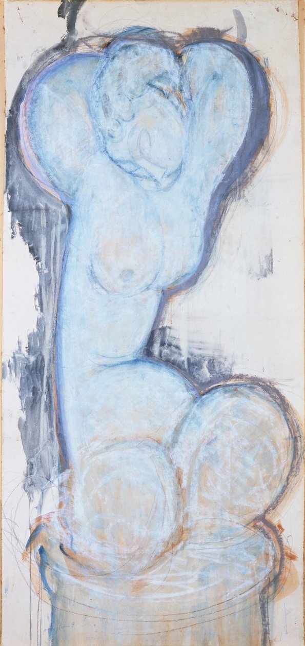Cariátide, c.1914 (guache sobre papel, colocado sobre tela e painel) de Amedeo Modigliani