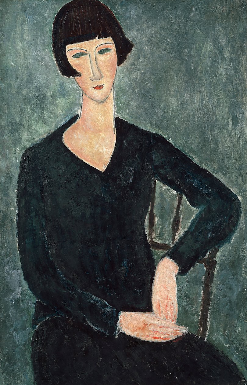 Mulher sentada com um vestido azul, 1918-1919. de Amedeo Modigliani