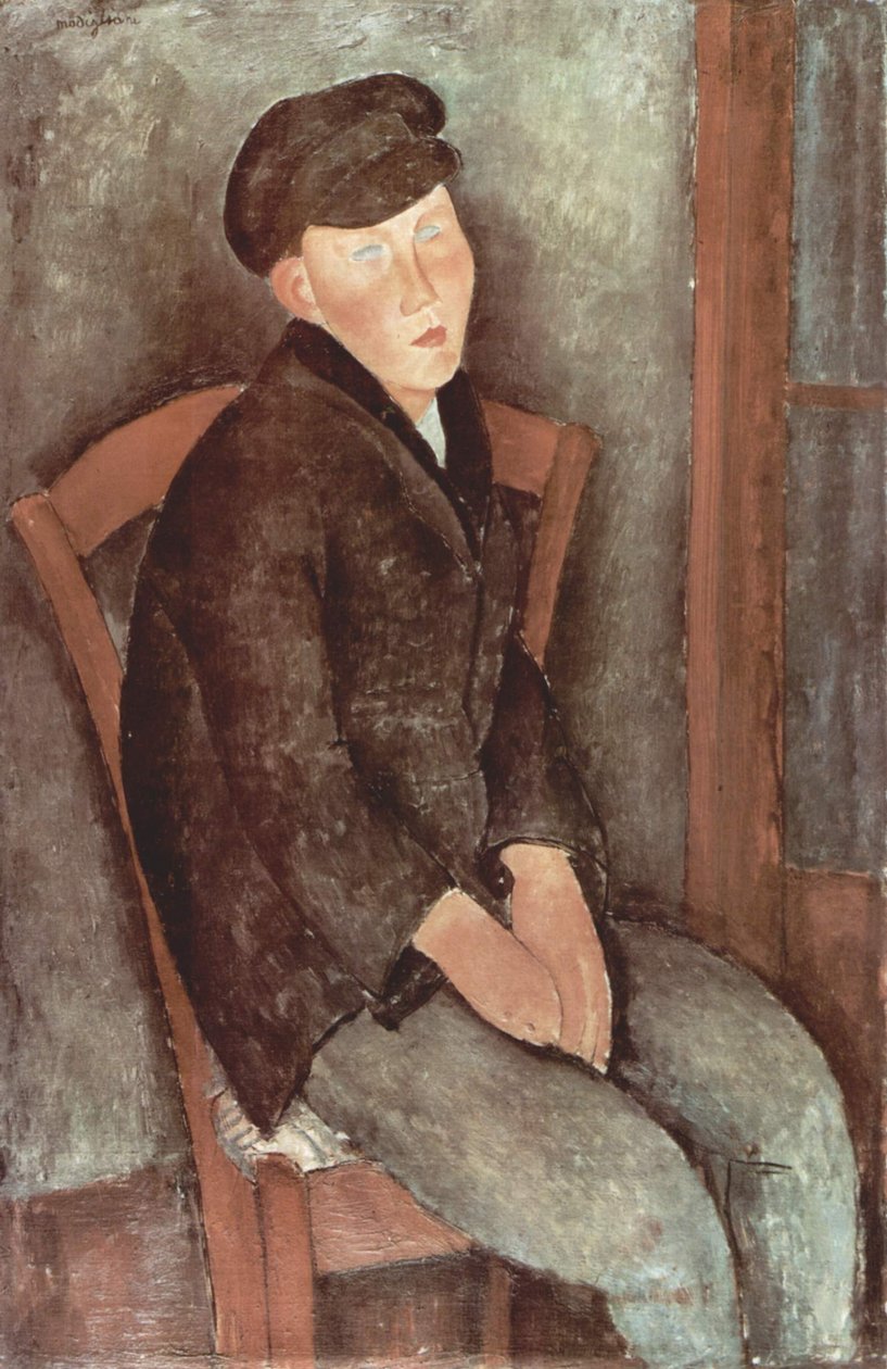 Alemão: Rapaz sentado com chapéu de Amedeo Modigliani