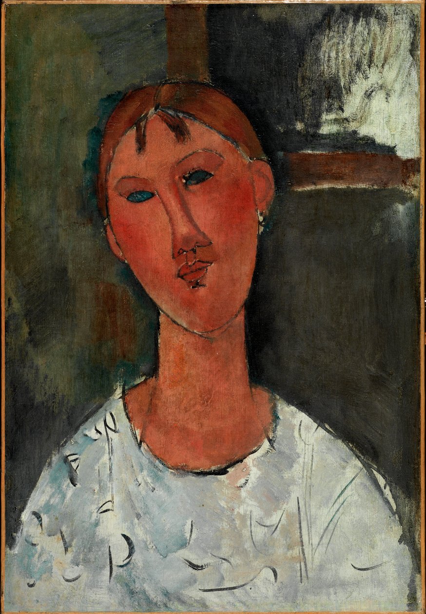 Rapariga de blusa branca, c.1915 (óleo sobre tela) de Amedeo Modigliani