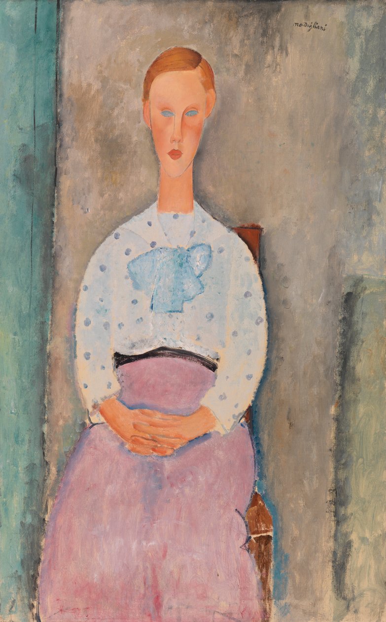 Rapariga com uma blusa às bolinhas de Amedeo Modigliani